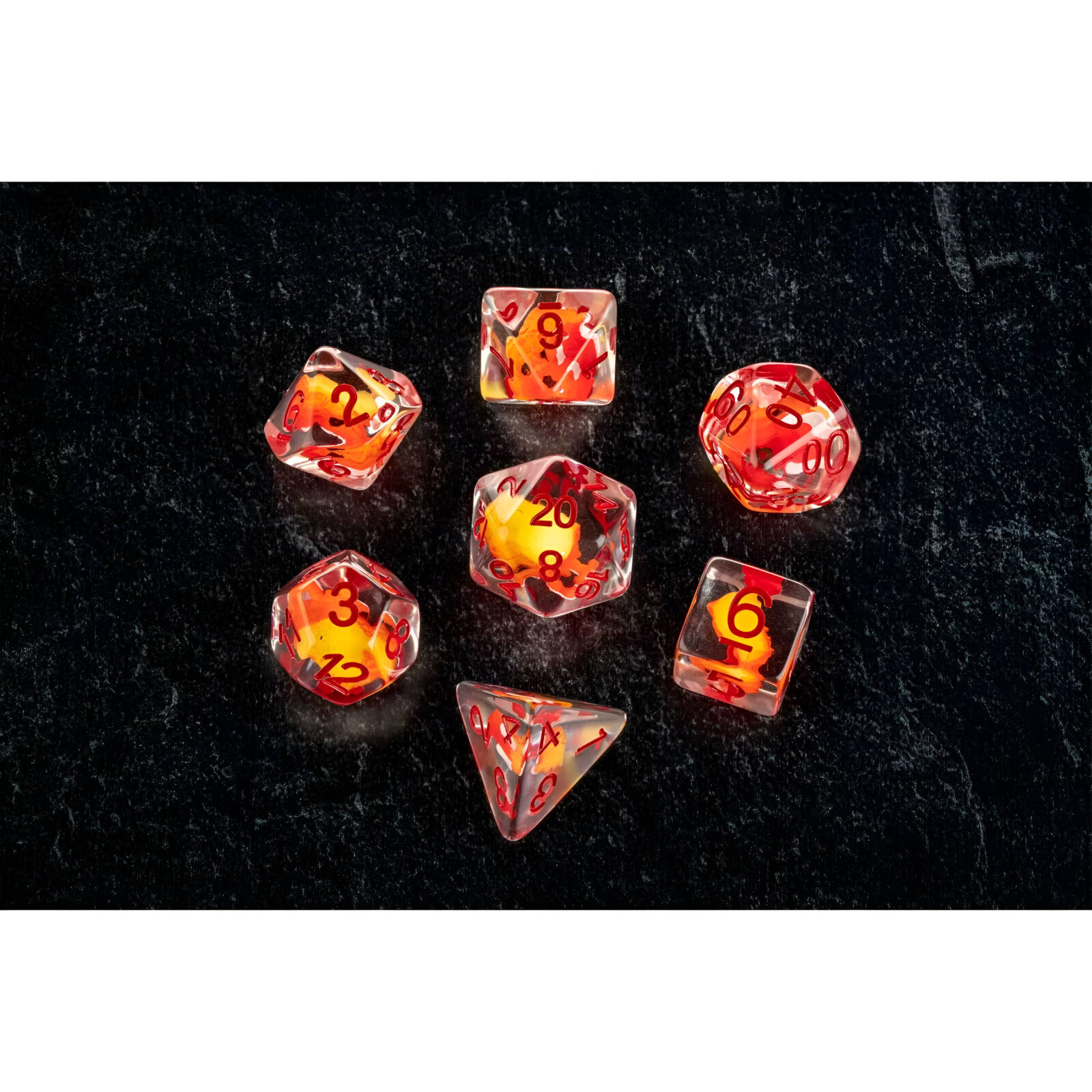 FanRoll: Dragon Storm Inclusion Resin Dice Set: Red Dragon 3