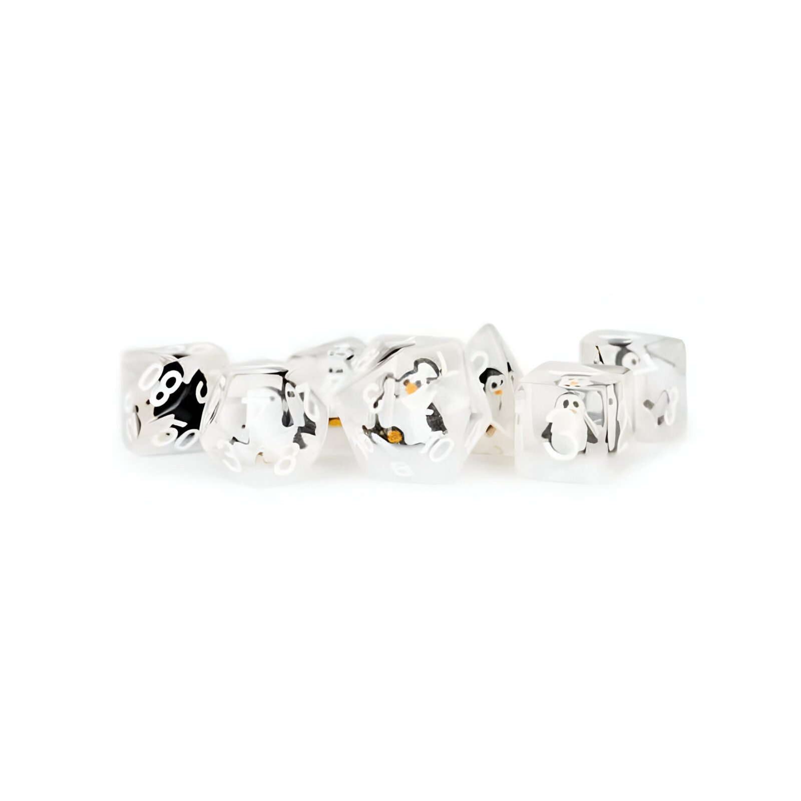 Resin Poly Dice Set: Penguin Dice