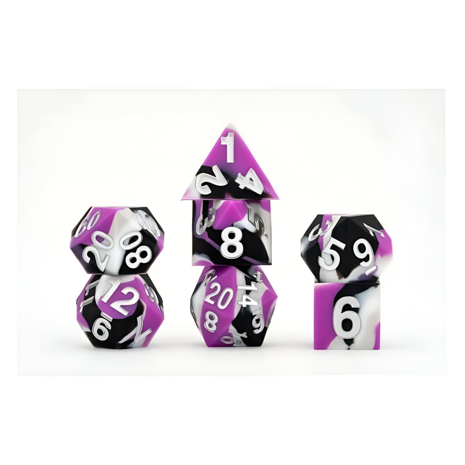 FanRoll: Gaymers Pride: 16mm Pride Sharp Edge Silicone Rubber Poly Dice Set – Asexual