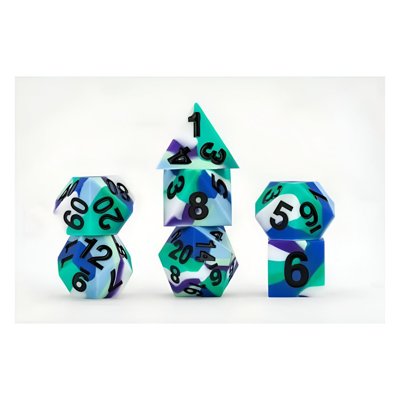FanRoll: Gaymers Pride: 16mm Pride Sharp Edge Silicone Rubber Poly Dice Set – Gay Men