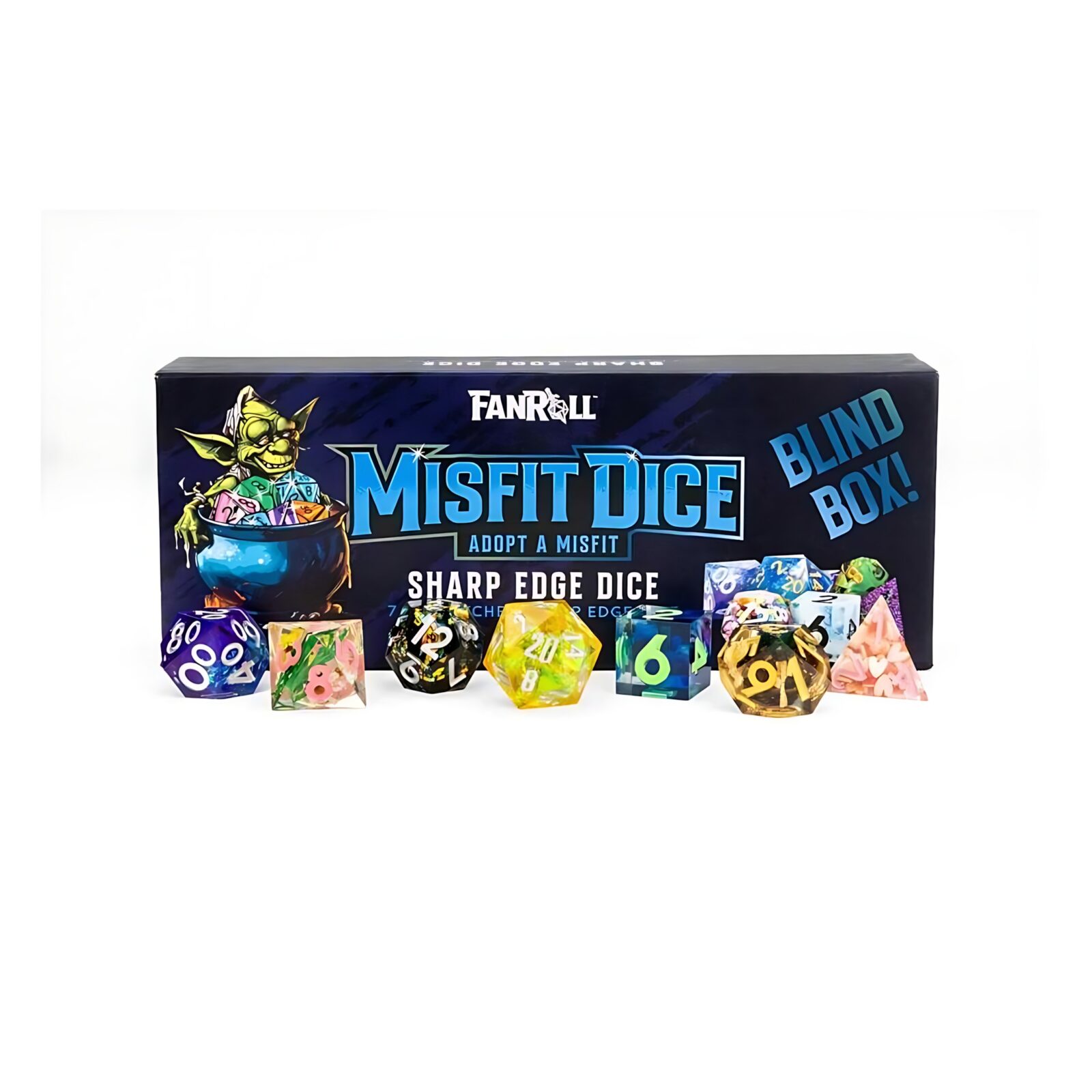 FanRoll Mystery Misfit Sharp Edge Resin Polyhedral Dice Set (12 Packs)