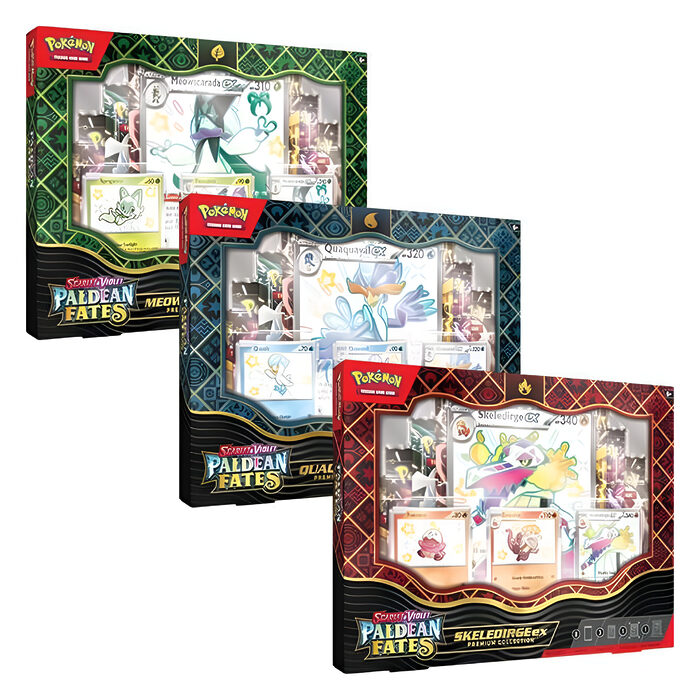 Pokemon TCG: Scarlet & Violet 4.5 Paldean Fates Premium Collection – Meowscarada/Quaquaval/Skeledirge (6 Packs) 3