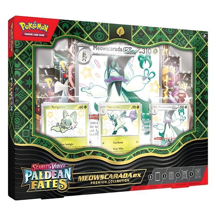Pokemon TCG: Scarlet & Violet 4.5 Paldean Fates Premium Collection – Meowscarada/Quaquaval/Skeledirge (6 Packs) 4