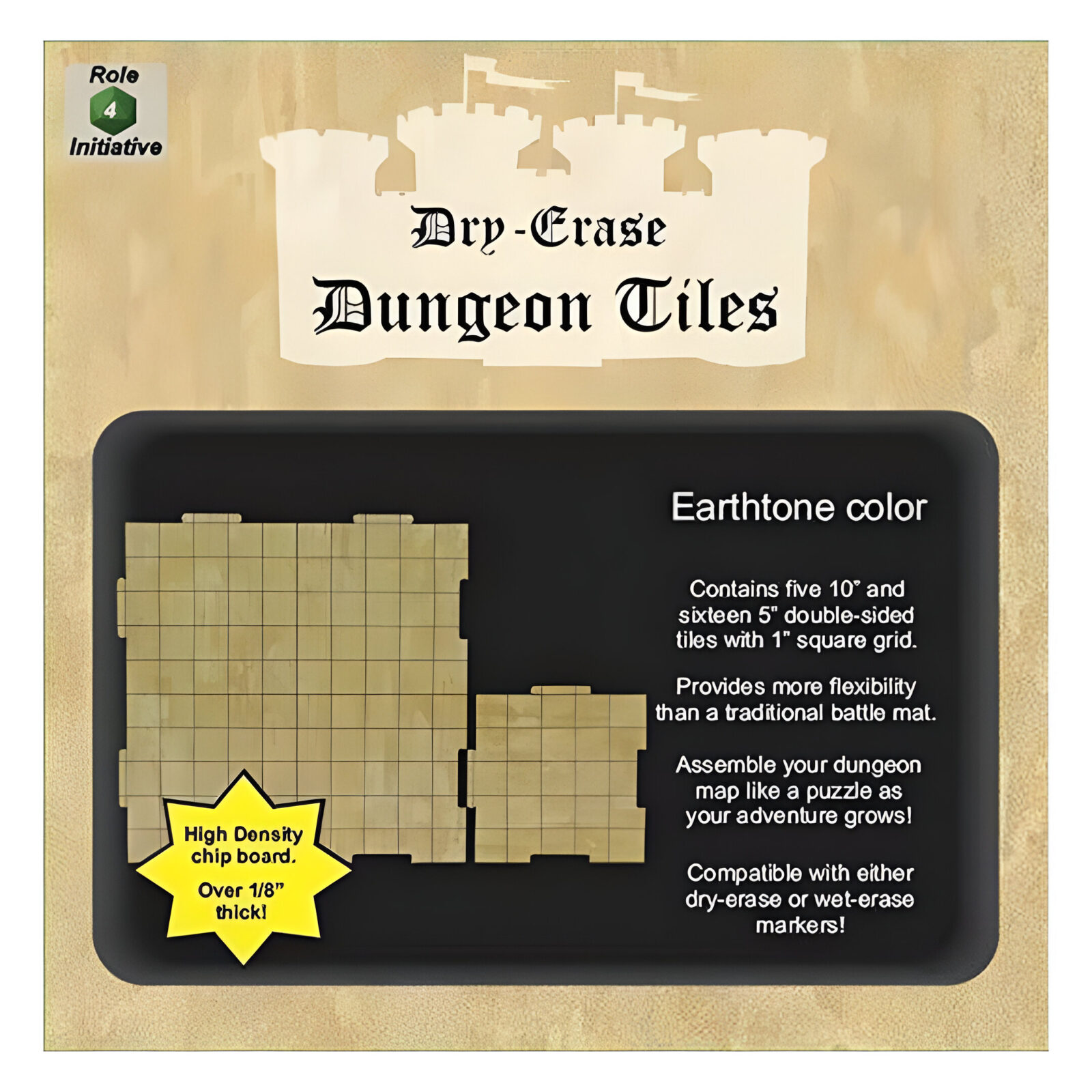 Dungeon Tiles – Sand color- Combo Pack of 5 x 10in and 16 x 5in squares