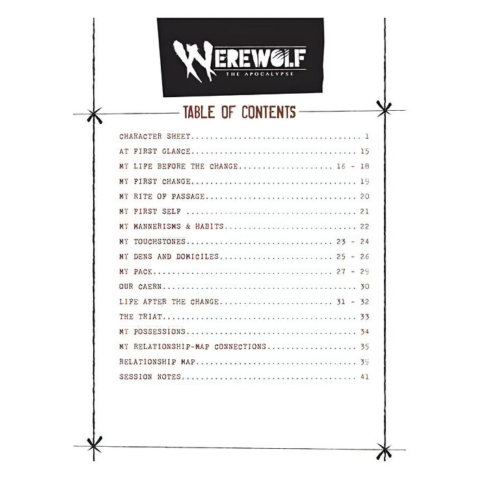 Werewolf: The Apocalypse 5th Edition Expanded Character Sheet Journal