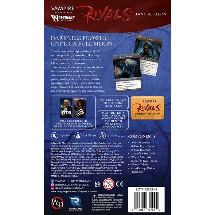 Vampire: The Masquerade Rivals Expandable Card Game: Werewolf: Fang & Talon