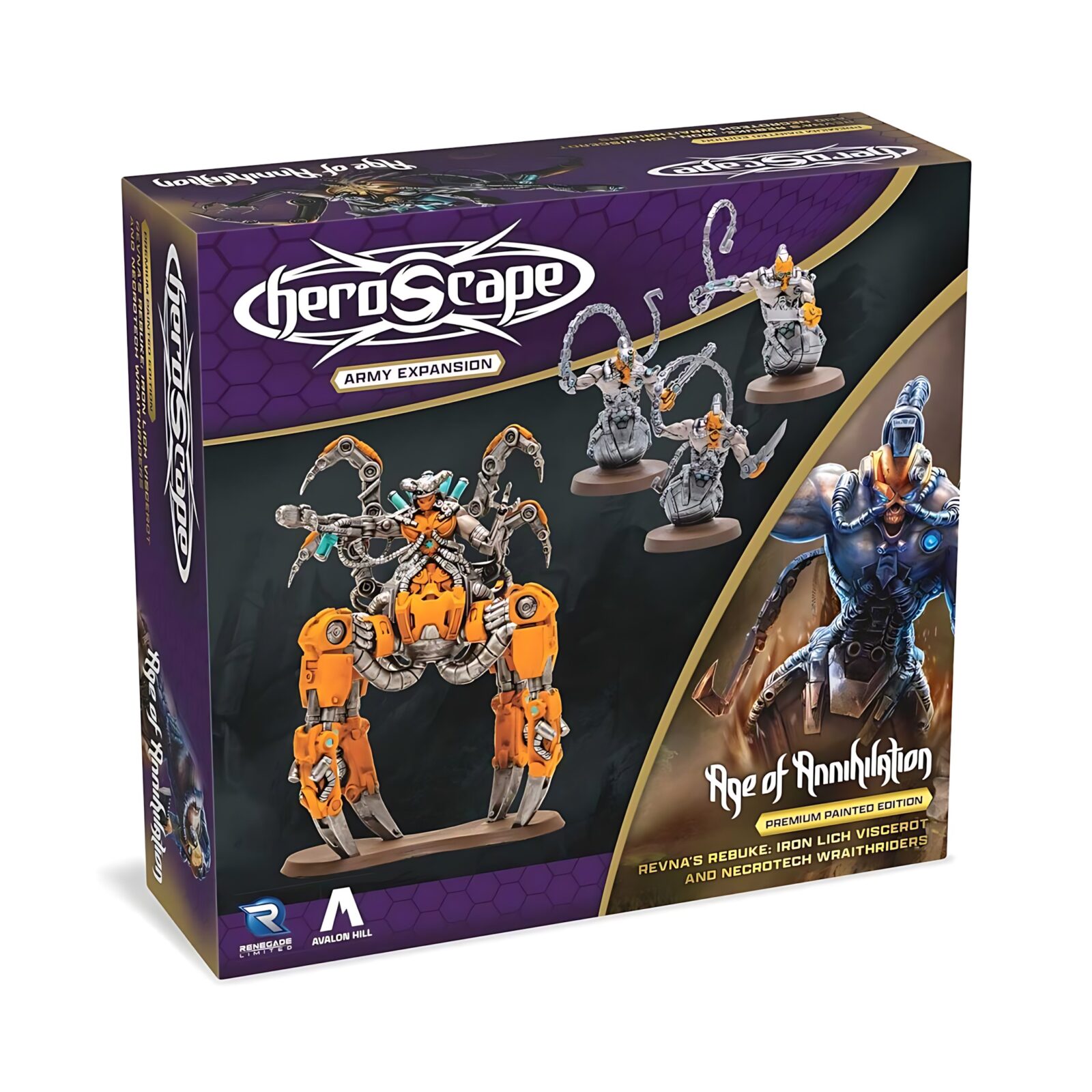 Heroscape: Revna’s Rebuke – Iron Lich Viscerot and Necrotech Wraithriders Army Expansion Premium Painted Edition