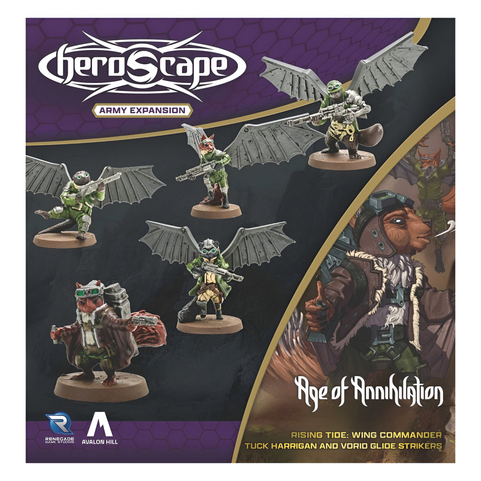 Heroscape: Rising Tide – Wing Commander Tuck Harrigan and Vorid Glidestrikers Army Expansion 3
