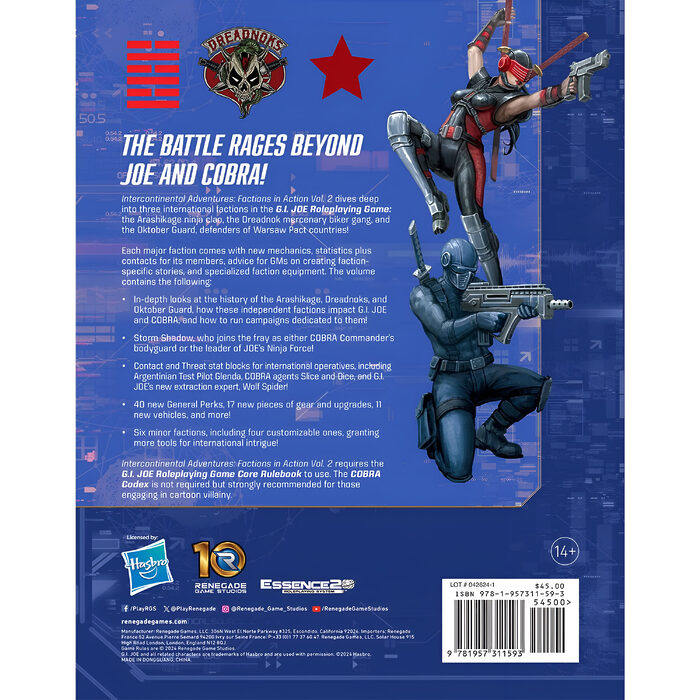 G.I. JOE Roleplaying Game Intercontinental Adventures Factions in Action Vol. 2 Sourcebook