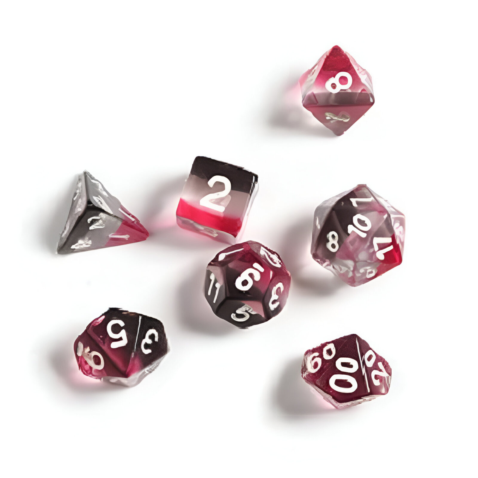 Pink/ Clear/ Black Resin Polyhedral Dice Set – Sirius Dice