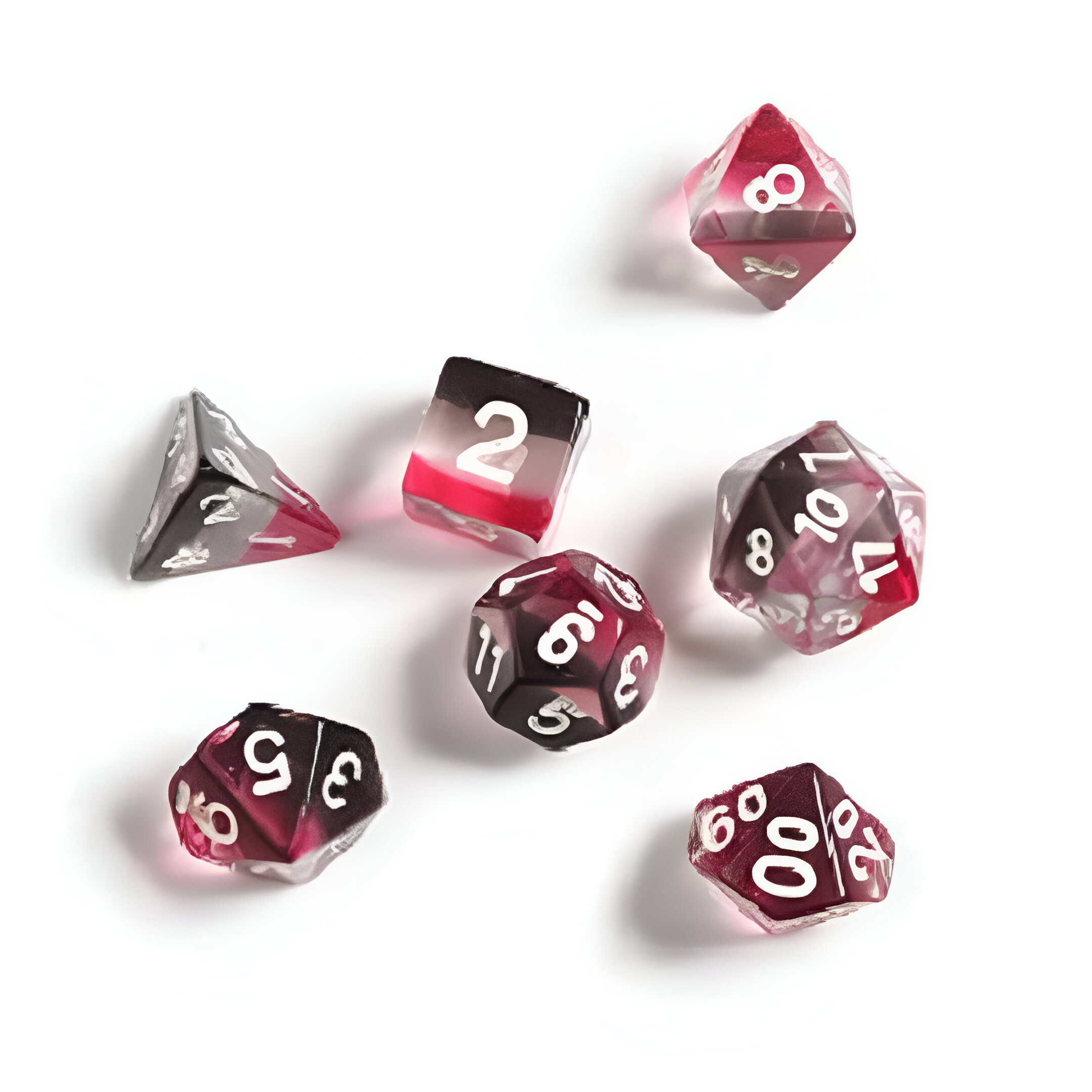 Pink/ Clear/ Black Resin Polyhedral Dice Set – Sirius Dice 3 Pink/ Clear/ Black Resin Polyhedral Dice Set – Sirius Dice 3