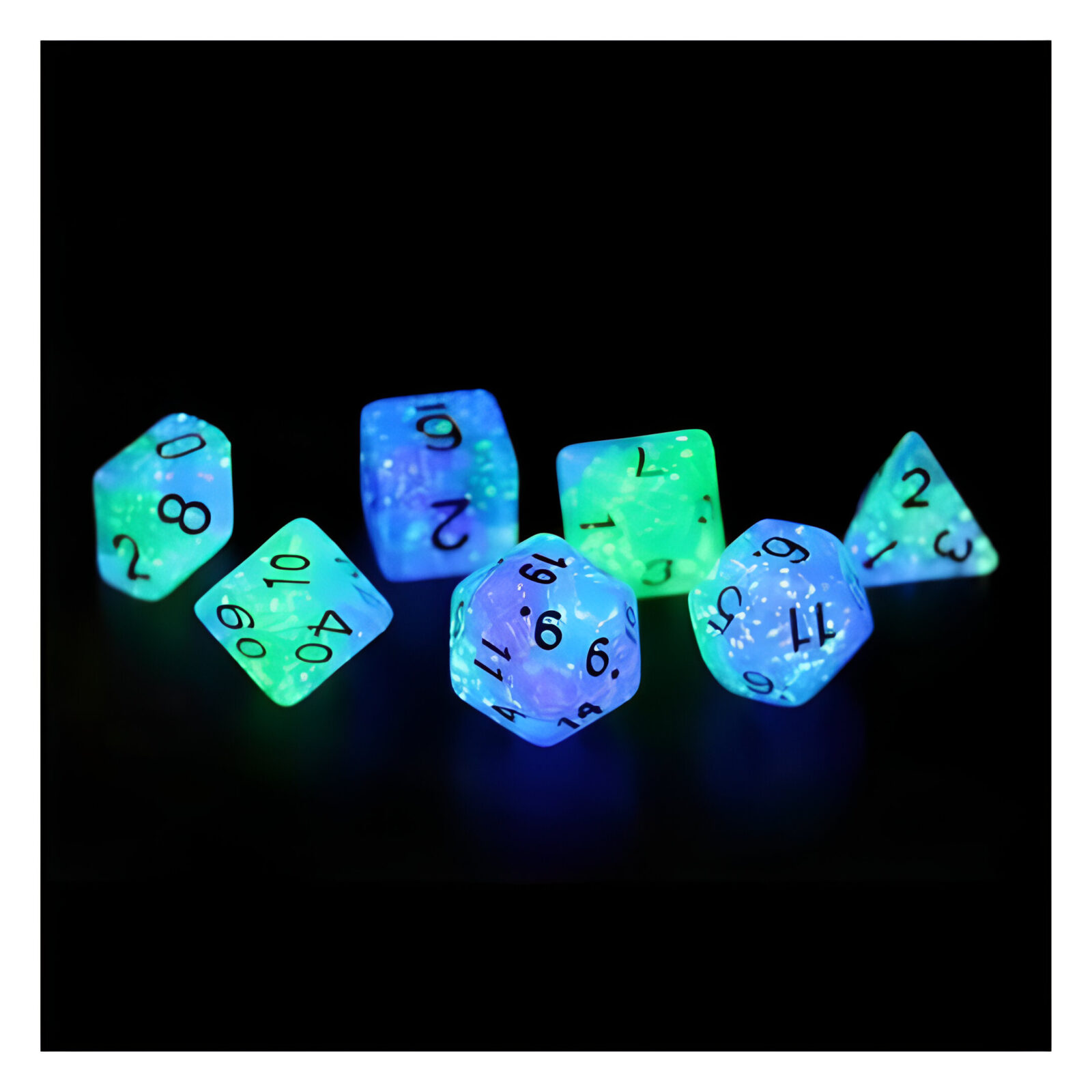 Sirius Dice: Peacock Glowworm Polyhedral Dice Set 3