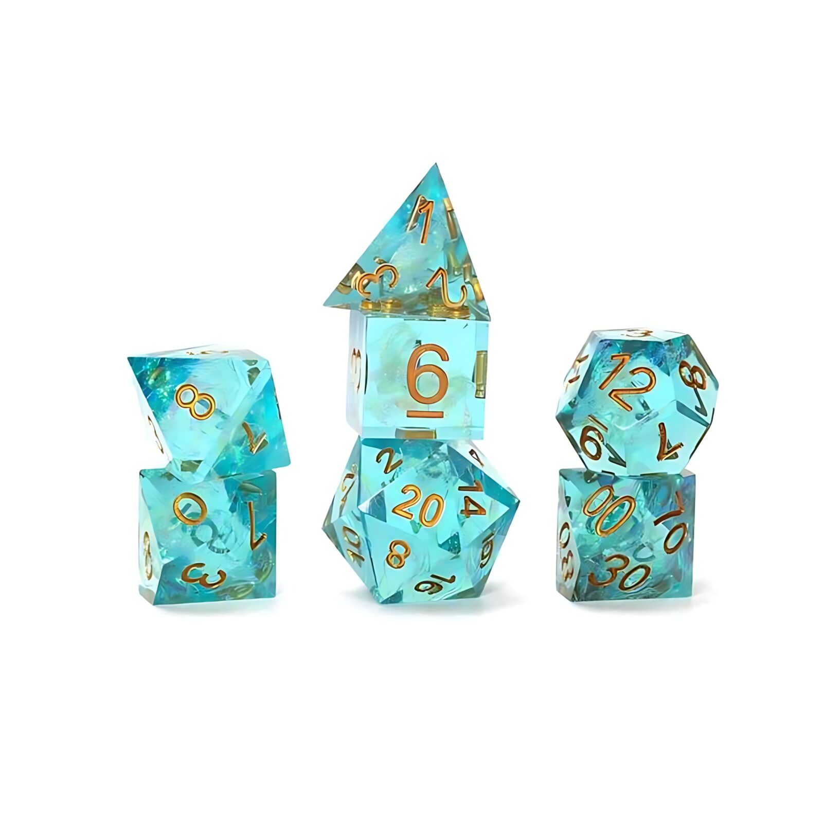 Sirius Dice: Sharp Aqua Fairy 7-Piece Polyhedral Dice Set