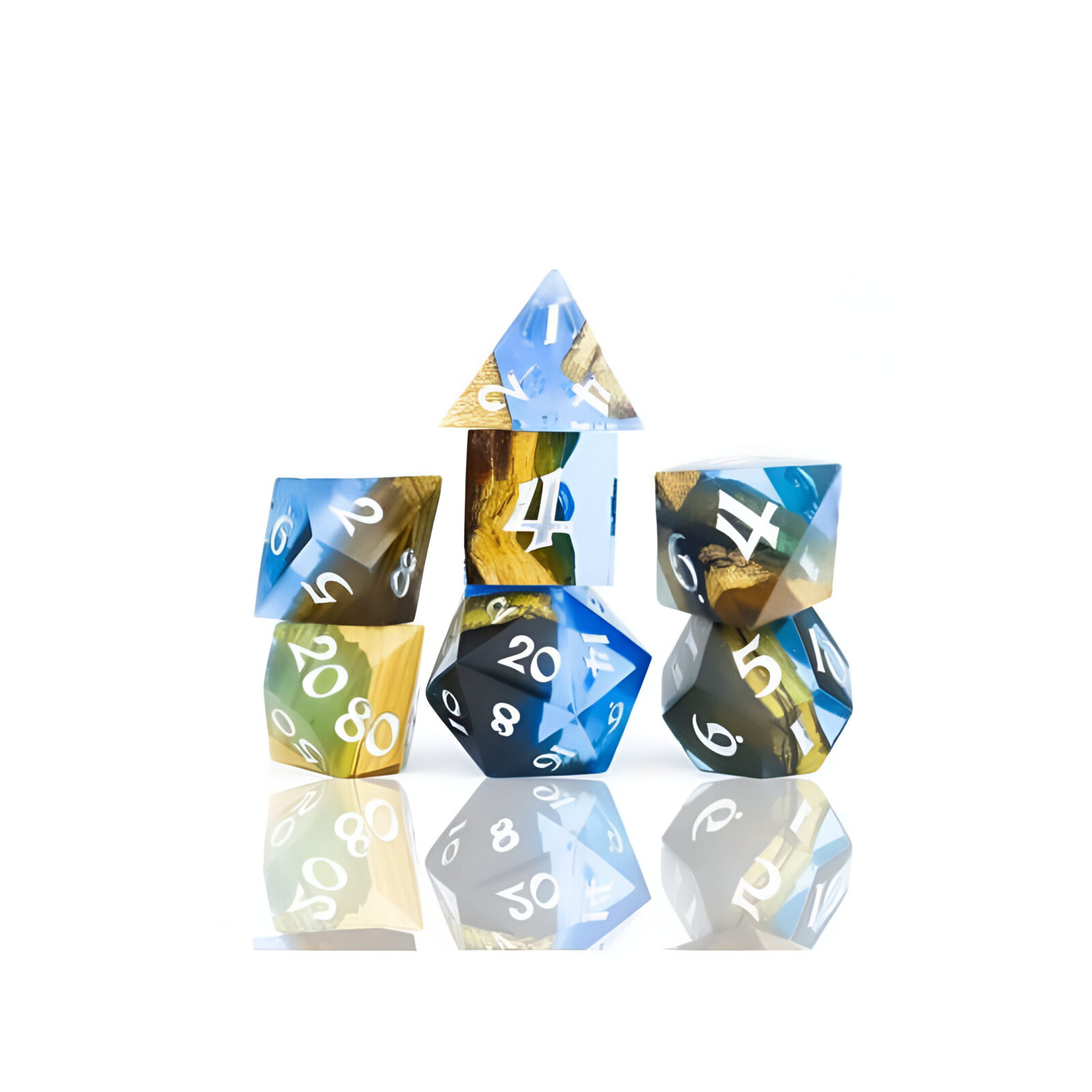 Sapphire Grove – The Grove Series – Limited Edition Wood & Resin Dice Sets