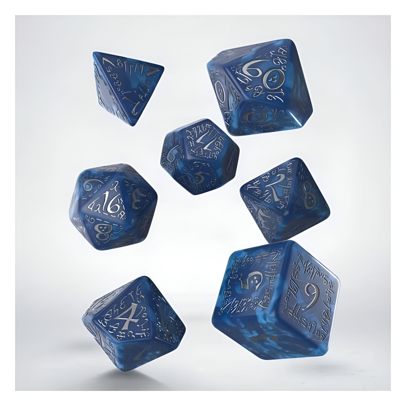 Q-Workshop Elvish Cobalt & Silver Dice Set 3