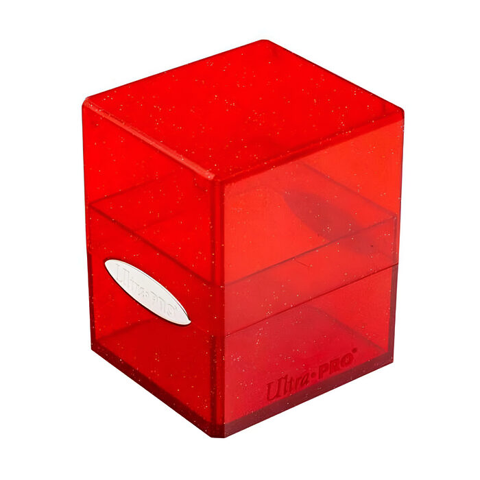 Satin Cube Deck Box – Glitter Red