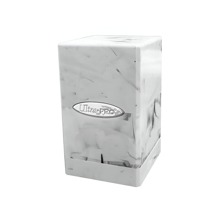 Marble Satin Tower Deck Box – White / Black