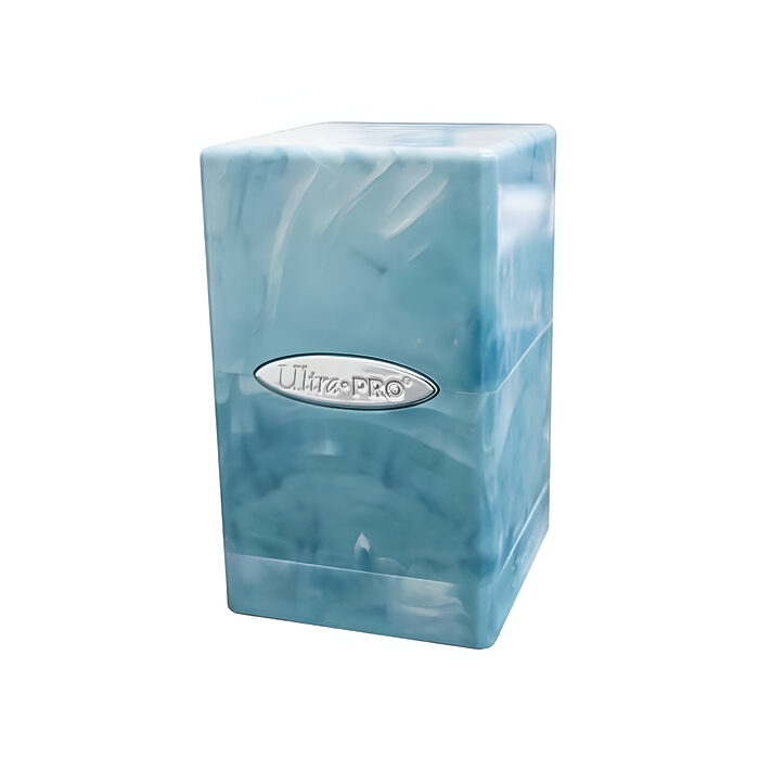 Marble Satin Tower Deck Box – Light Blue / White