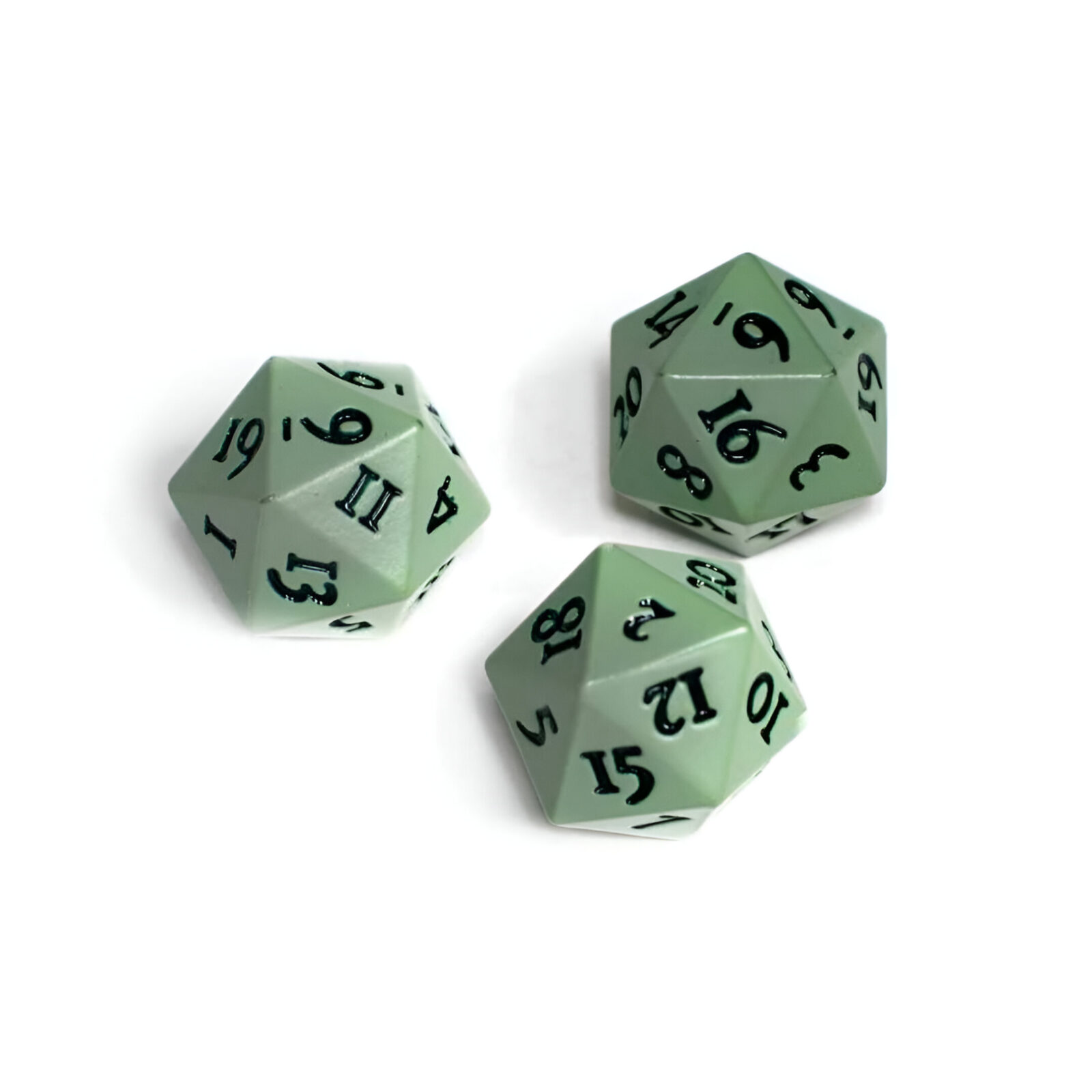 Vivid Heavy Metal D20 Dice – Cool Matcha