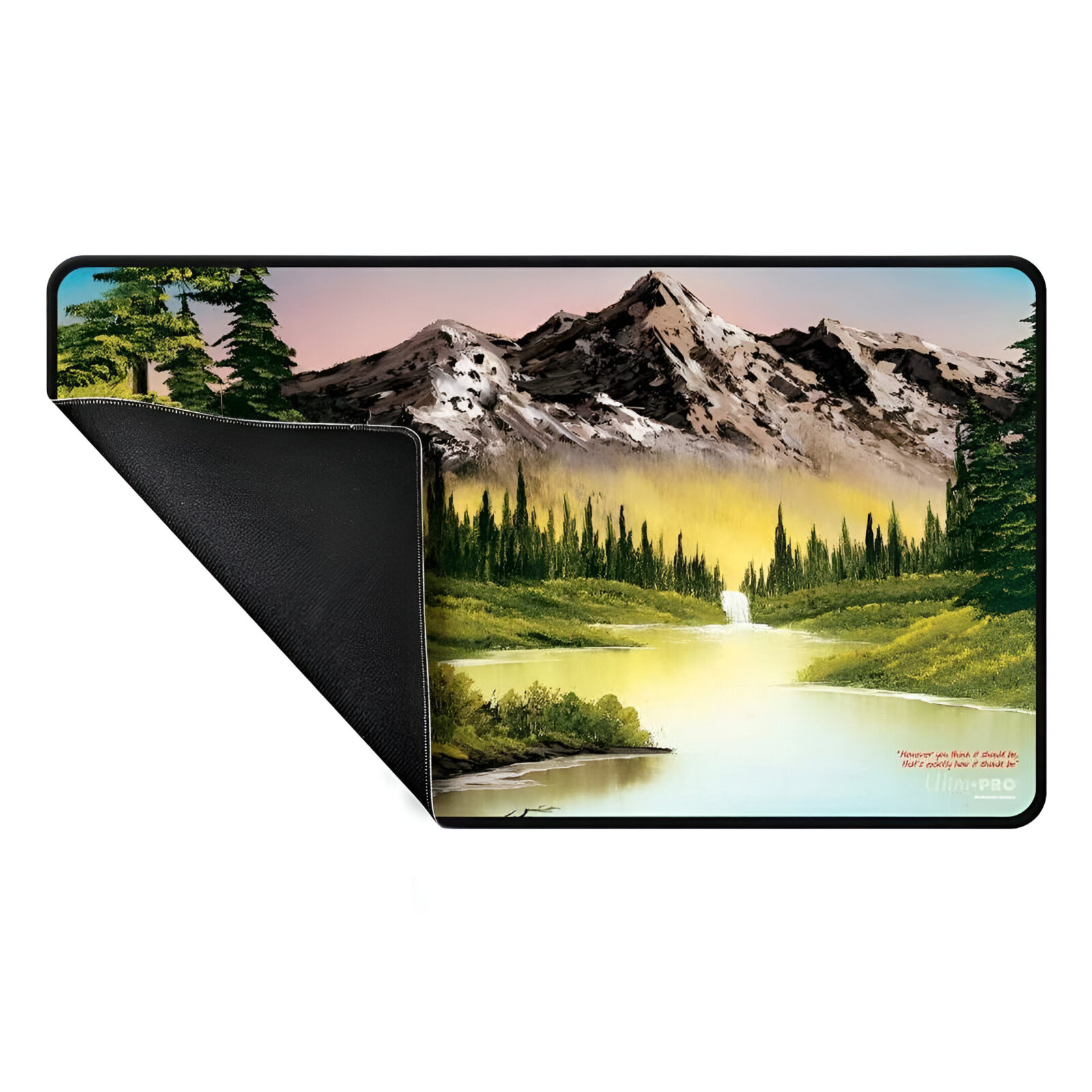 Bob Ross Mountain Retreat Black Stitched Playmat 3