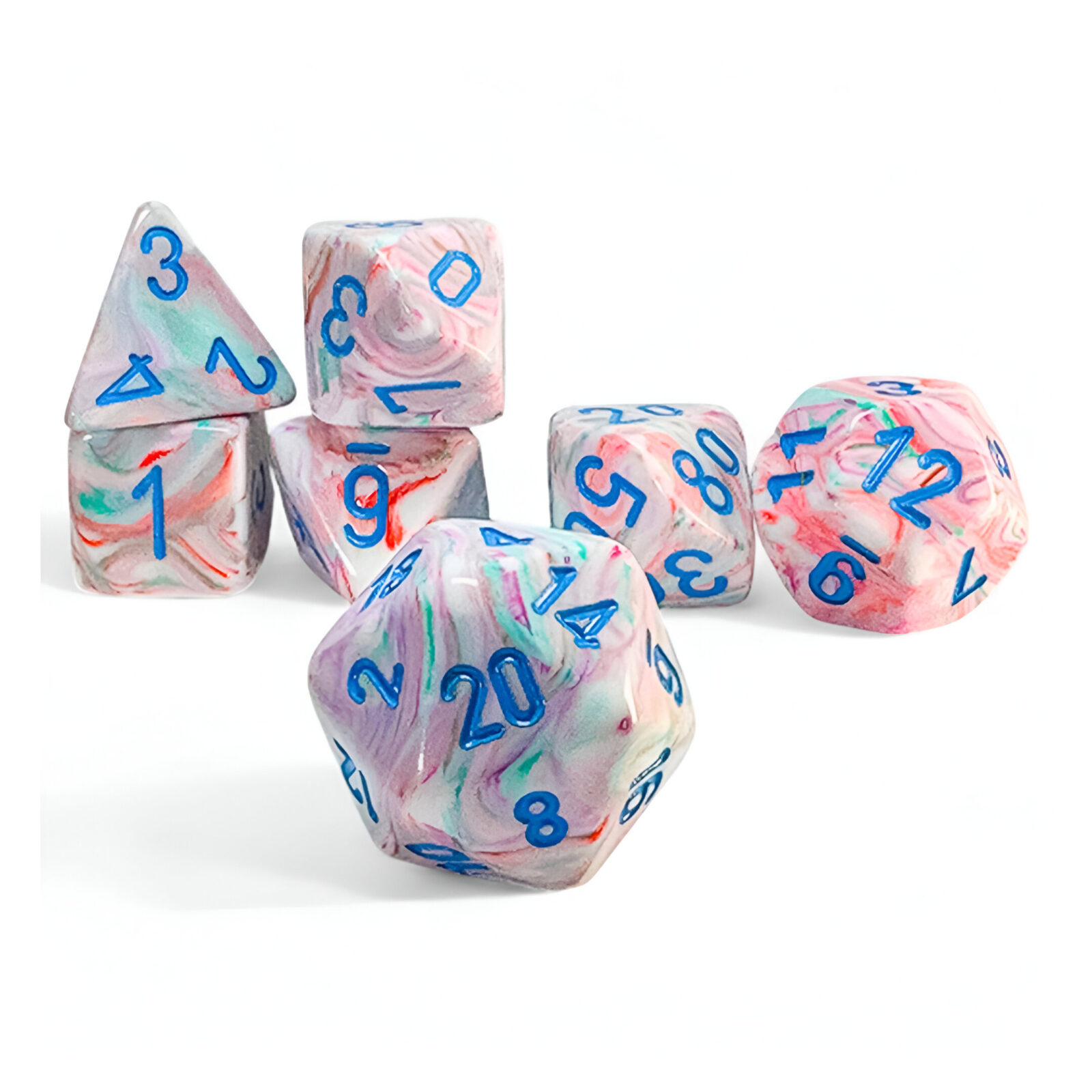 Chessex – Mega-Hedral Wave 2 7 Dice Set – Festive Pop Art