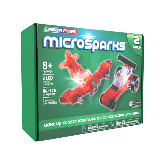 Laser Pegs Microsparks – Vehicle 2 Pack – Red Wing Fighter/Micro Dragster (6 Packs)