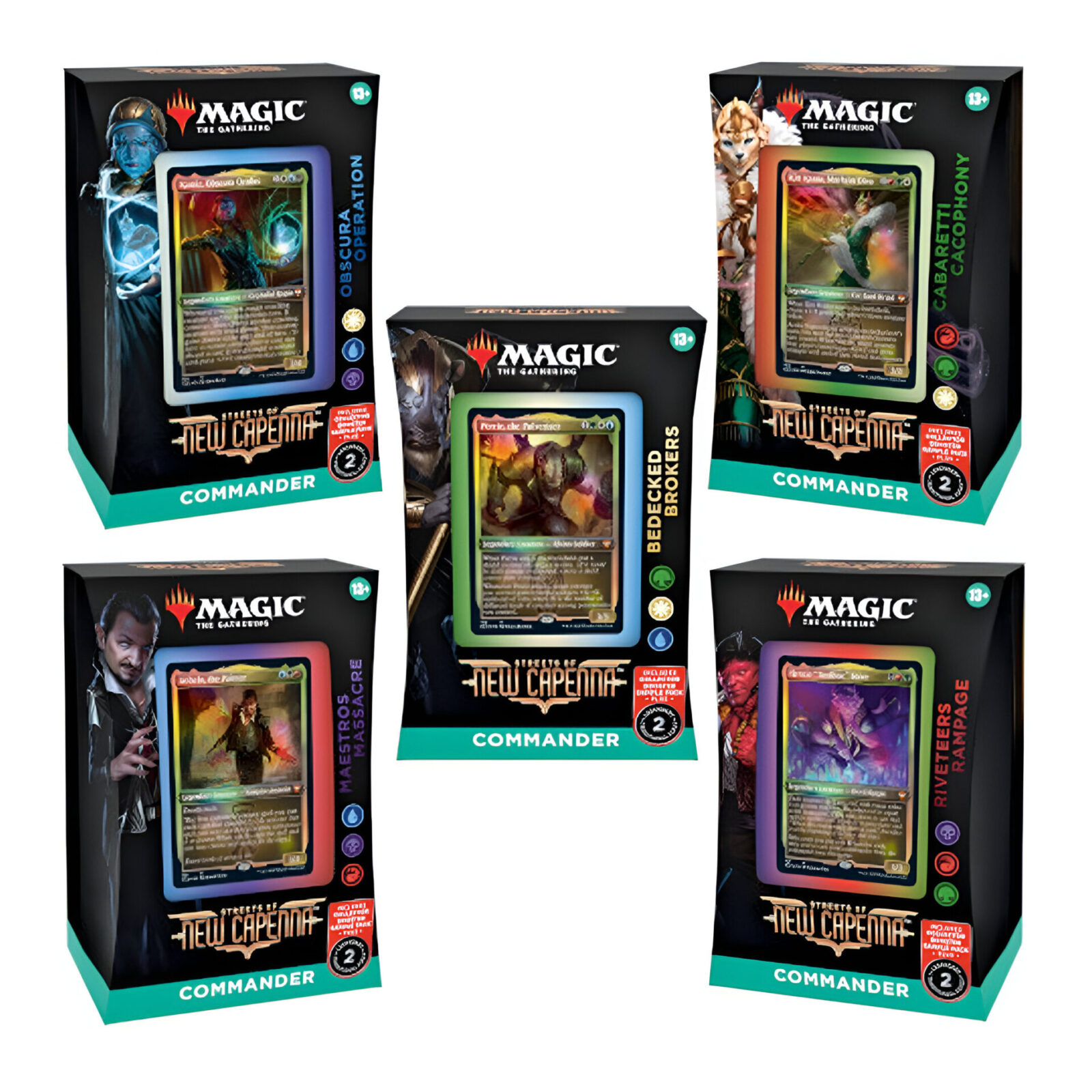 Magic: The Gathering – Streets of New Capenna Commander Deck Display (5 Packs)