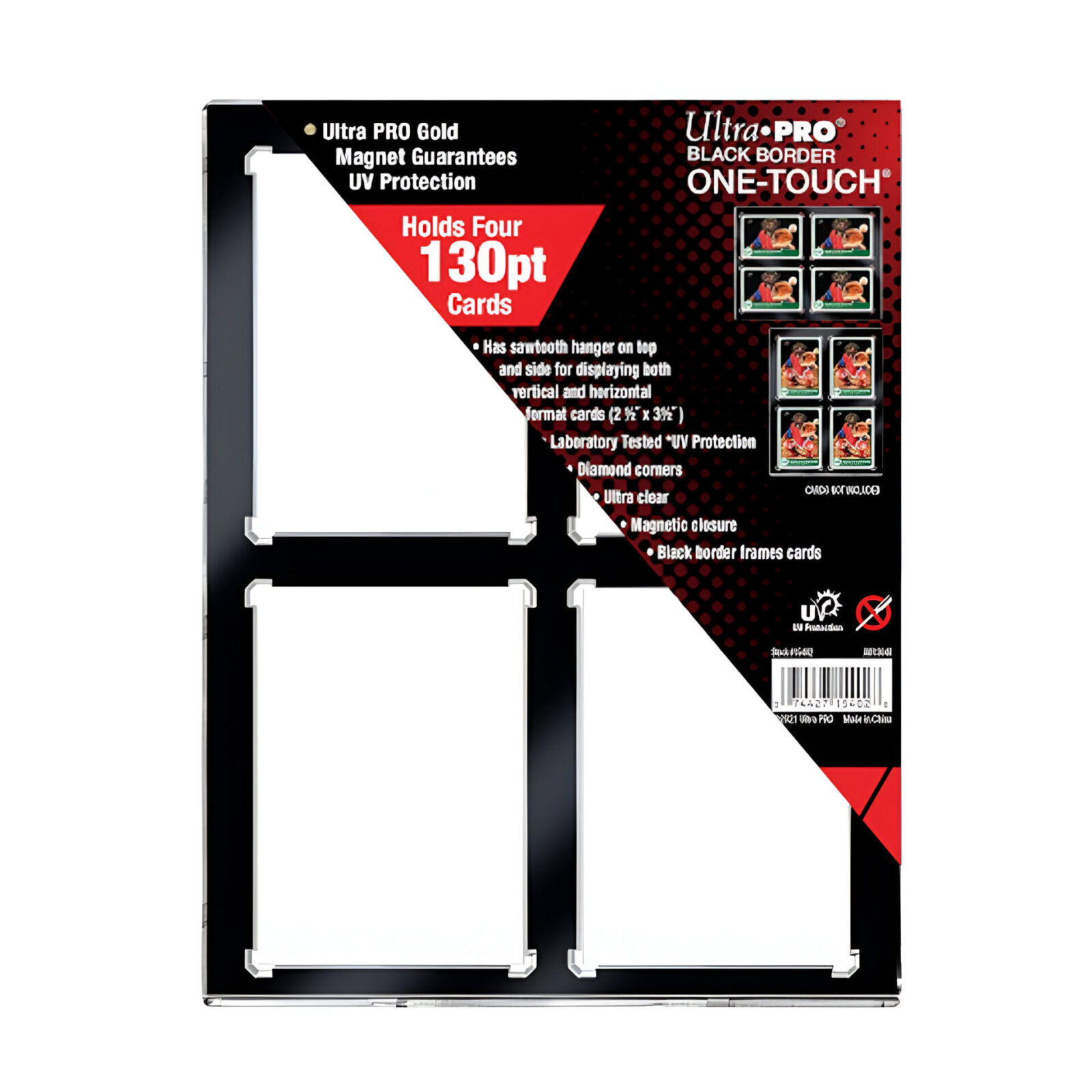 Ultra Pro – 130pt 4-Card Black Border UV ONE-TOUCH Magnetic Holder