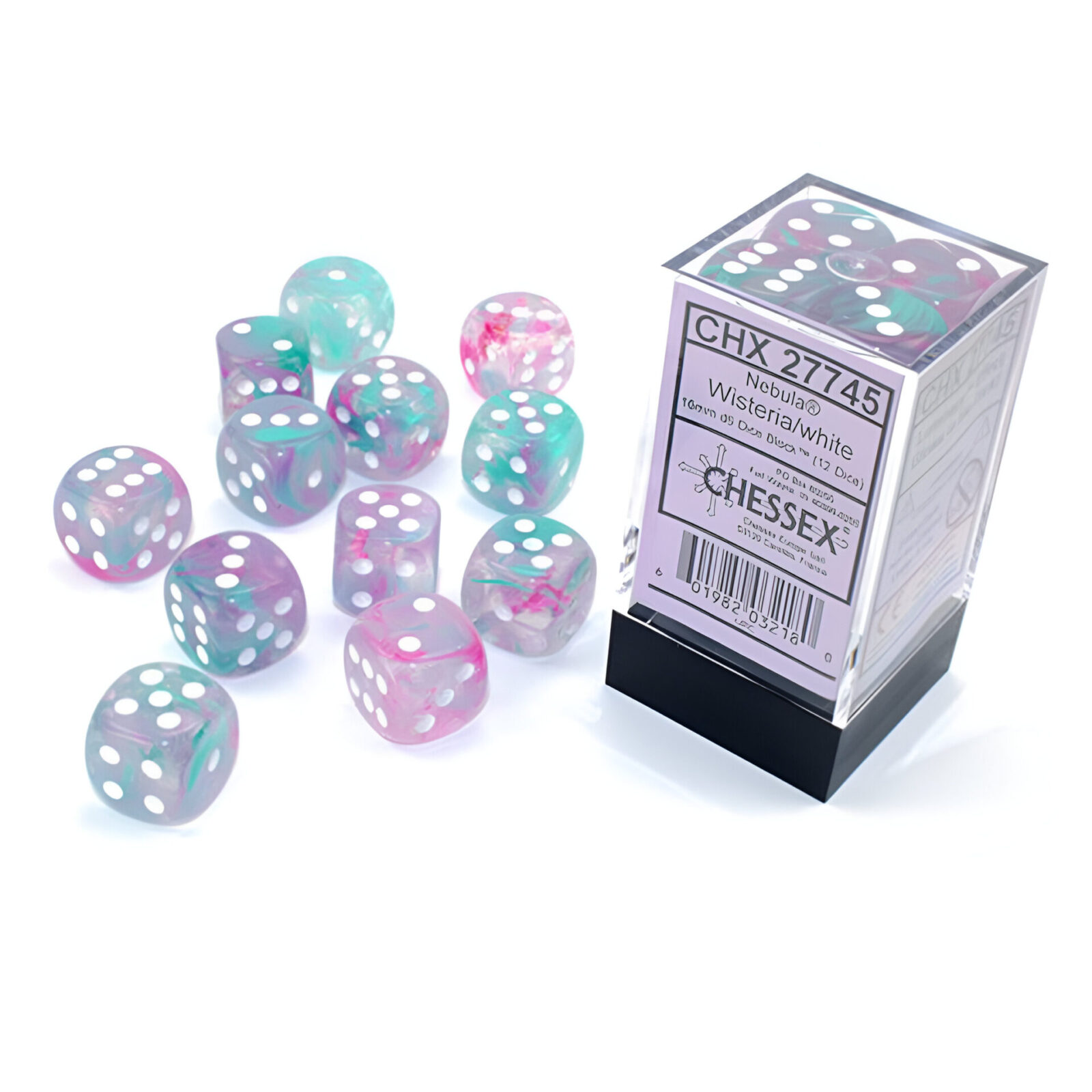 Chessex – Nebula 16mm D6 Dice Block – Luminary Wisteria White Dice Block