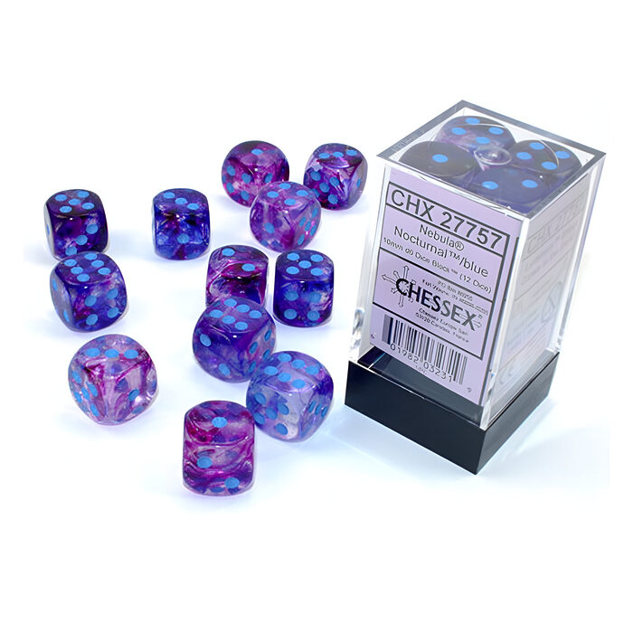 Chessex – Nebula 16mm D6 Dice Block – Luminary Nocturnal Blue Dice Block