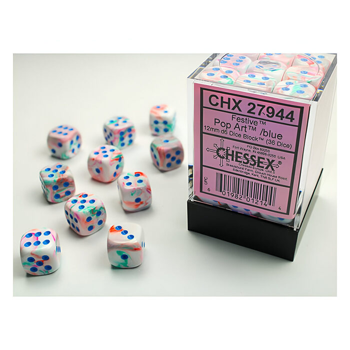 Chessex – Festive 12mm D6 Dice Block – Pop Art /Blue