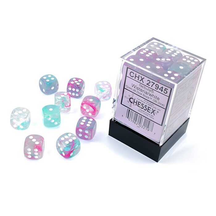 Chessex – Nebula 12mm D6 Dice Block – Luminary Wisteria white Dice Block