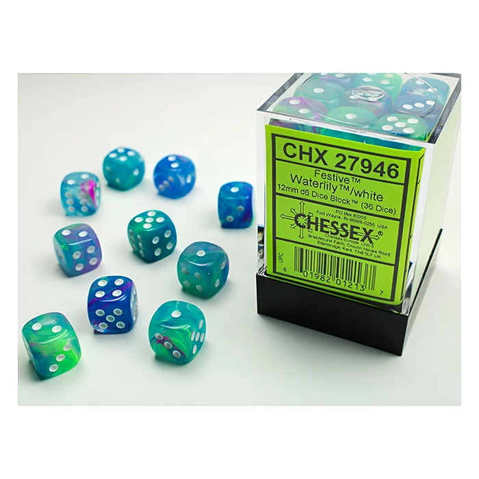 Chessex – Festive 12mm D6 Dice Block – Waterlily White 3