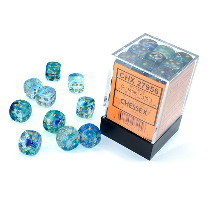 Chessex – Nebula 12mm D6 Dice Block – Luminary Oceanic Gold Dice Block