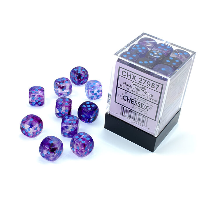 Chessex – Nebula 12mm D6 Dice Block – Luminary Nocturnal Blue Dice Block