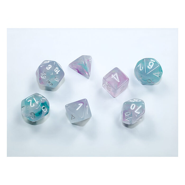 Chessex – Mini Nebula Polyhedral 7 Die Set – Wisteria White