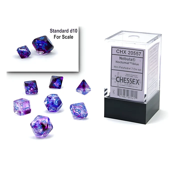 Chessex – Mini Nebula Polyhedral 7 Die Set – Luminary Nocturnal Blue 3