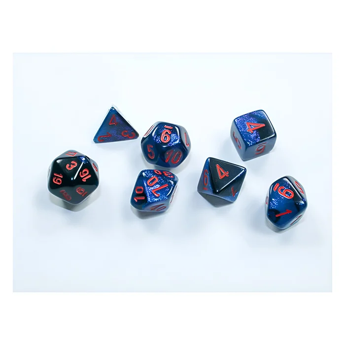 Chessex – Mini Gemini Polyhedral 7 Die Set – Starlight Black & Red 3