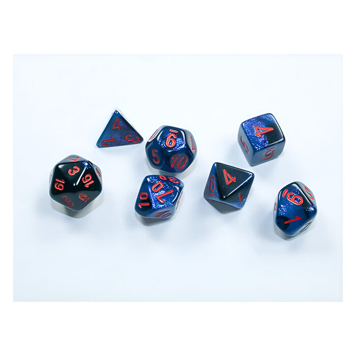 Chessex – Mini Gemini Polyhedral 7 Die Set – Starlight Black & Red