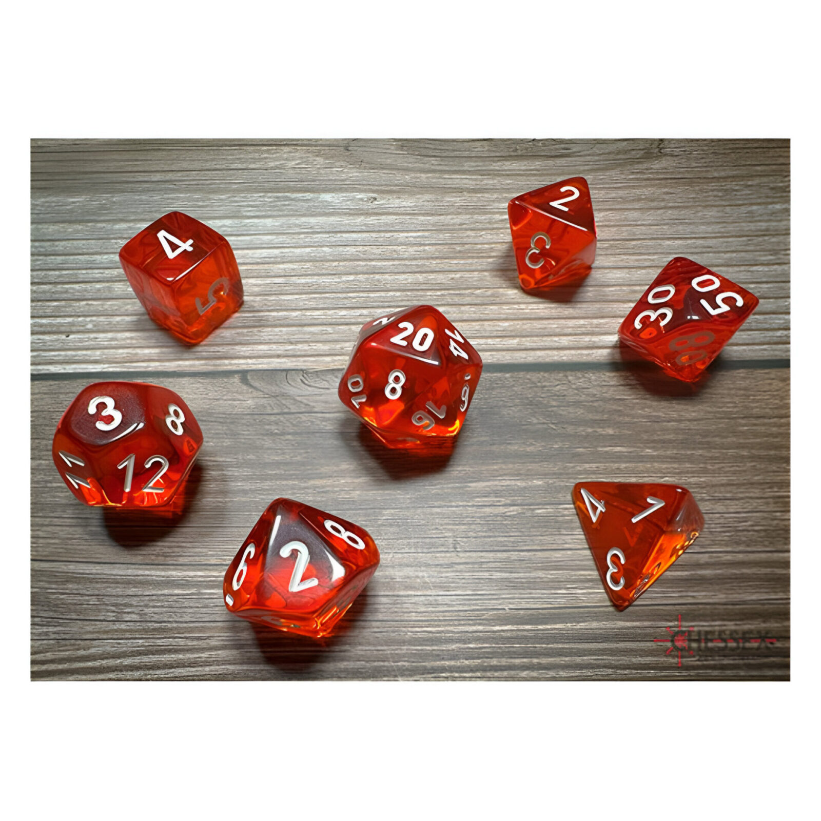 Chessex – Translucent Polyhedral 7 Dice Set – Orange & White