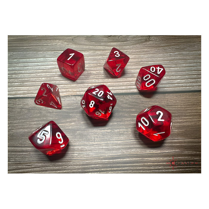 Chessex – Translucent Polyhedral 7 Dice Set – Red & White