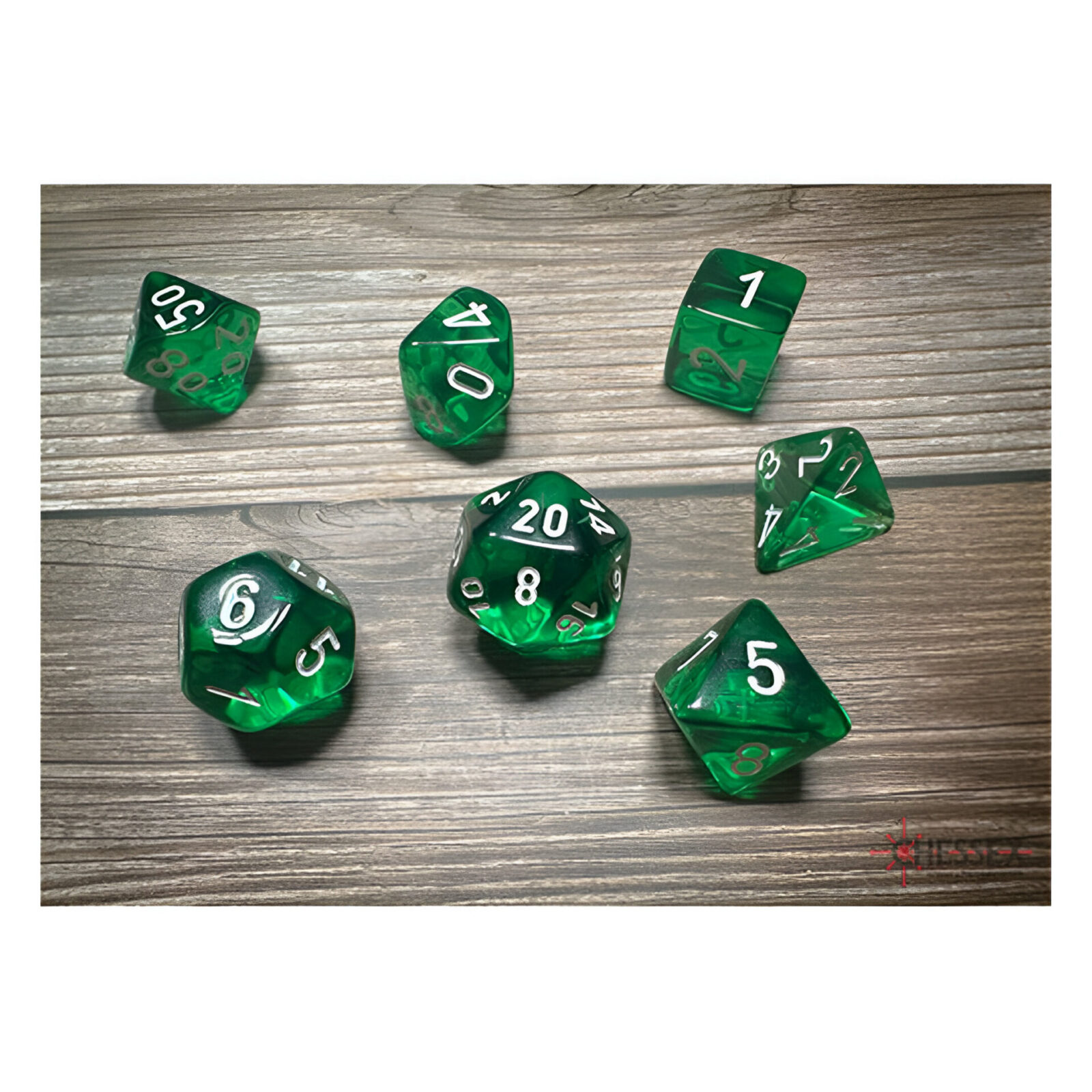 Chessex – Translucent Polyhedral 7 Dice Set – Green & White