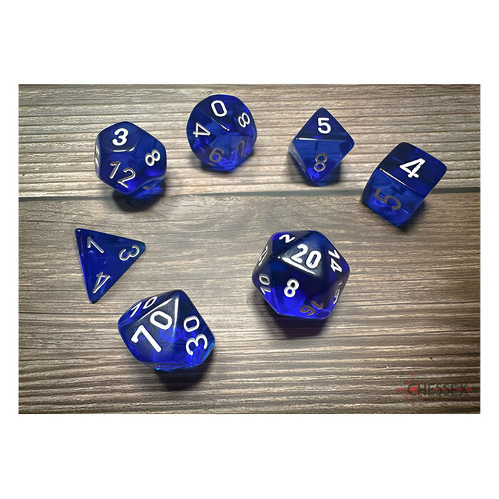 Chessex – Translucent Polyhedral 7 Dice Set – Blue & White