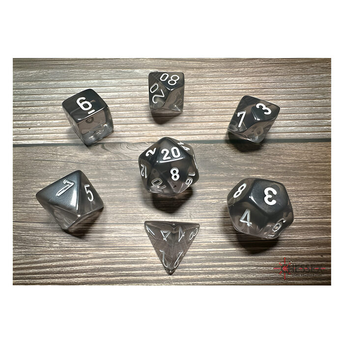 Chessex – Translucent Polyhedral 7 Dice Set – Smoke & White