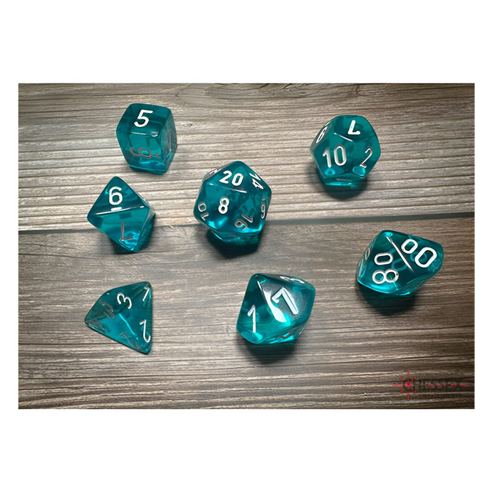 Chessex – Translucent Polyhedral 7 Dice Set – Teal & White