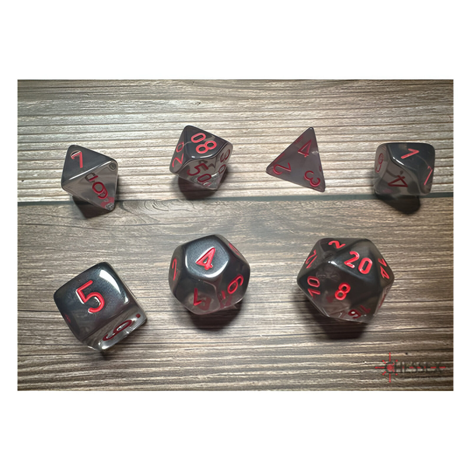 Chessex – Translucent Polyhedral 7 Dice Set – Smoke & Red