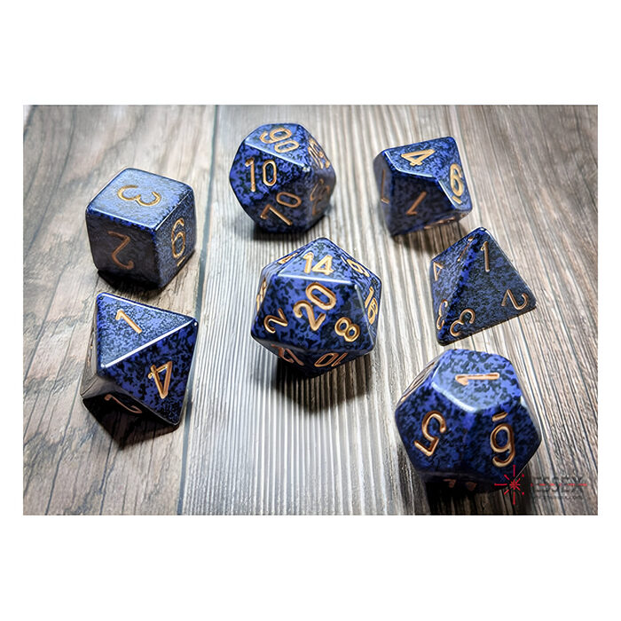 Chessex – Speckled Polyhedral 7 Dice Set – Golden Cobalt