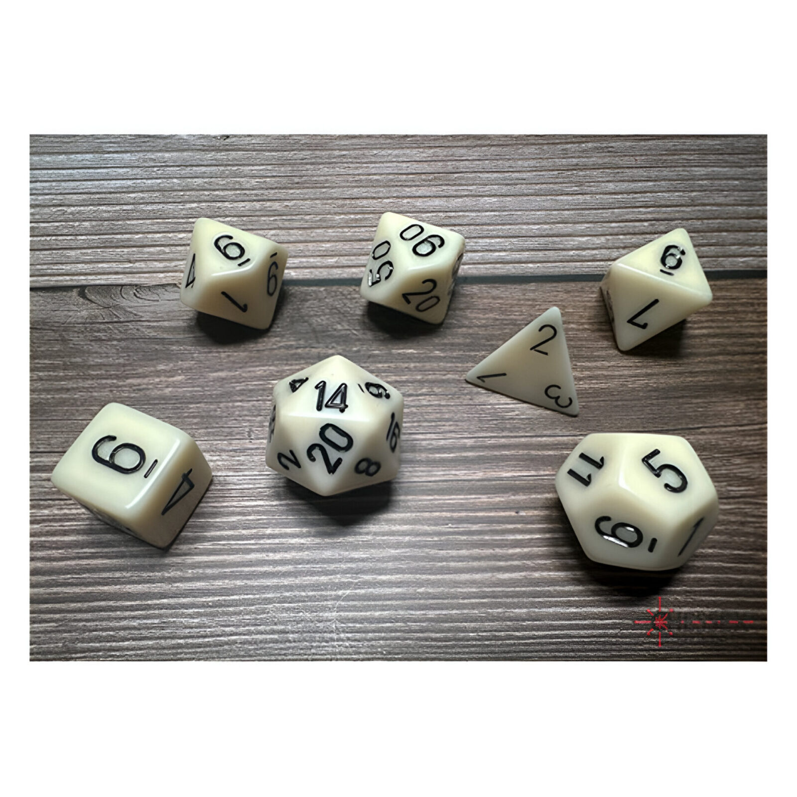 Chessex – Opaque Polyhedral 7 Dice Set – Ivory w/Black