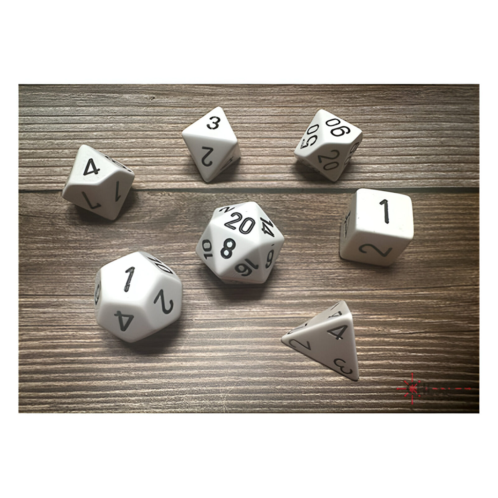 Chessex – Opaque Polyhedral 7 Dice Set – White w/Black