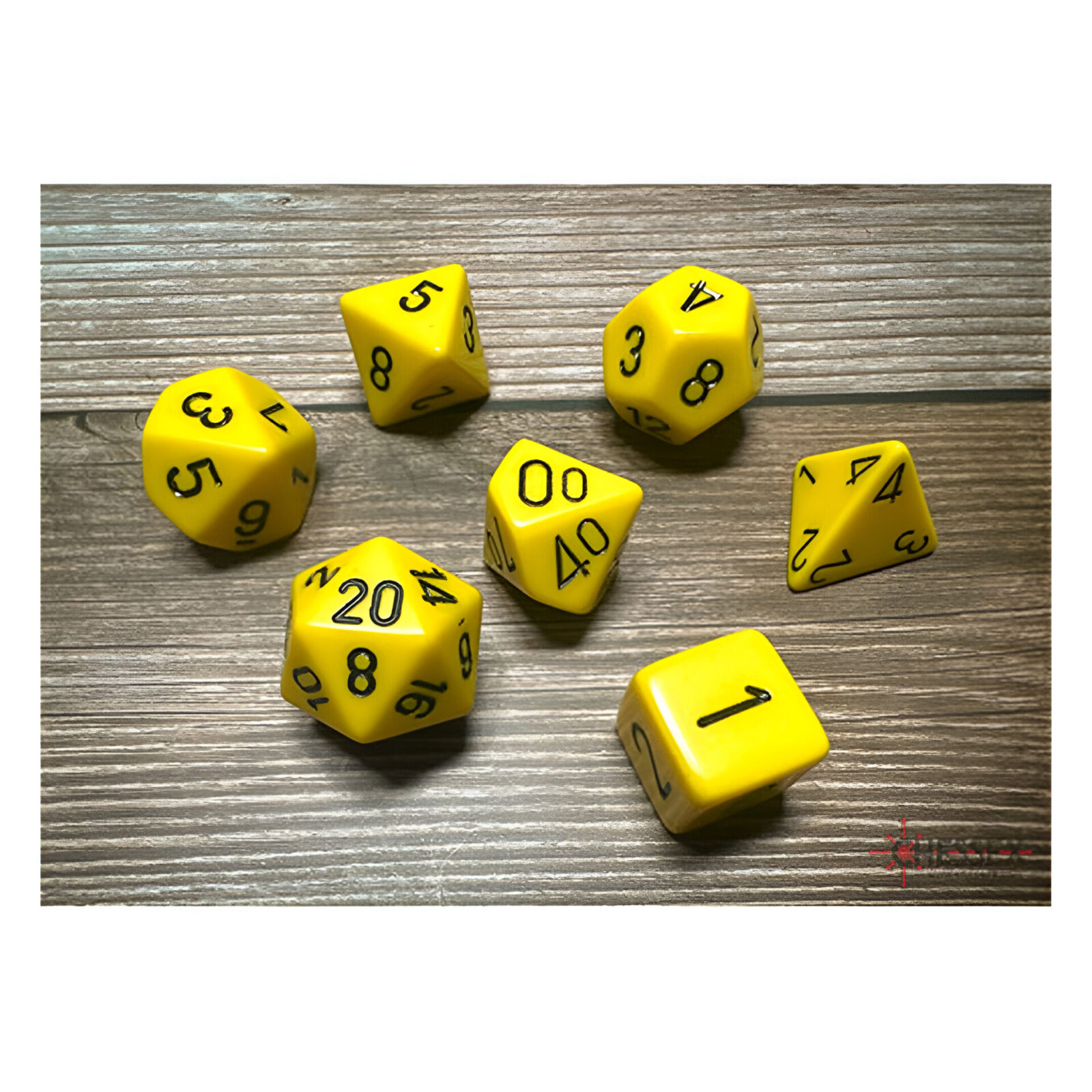 Chessex – Opaque Polyhedral 7 Dice Set – Yellow w/Black